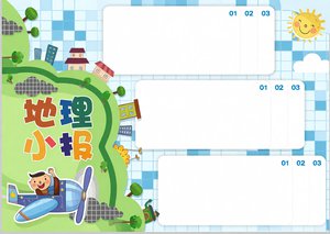 可爱卡通地理小报手抄报模板简单又漂亮Word可打印初一七年级地理知识主题设计