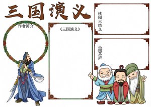 三国演义手抄报模板 简单又漂亮 小学三年级读书小报 经典名著