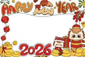 2026新年春节英语小报模板简单又漂亮元旦手抄报
