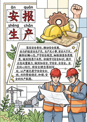 小学生安全生产月手抄报模板，简单又漂亮，安全小报内容