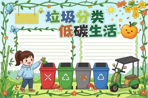 垃圾分类低碳生活手抄报模板简单又漂亮小学生环保知识小报