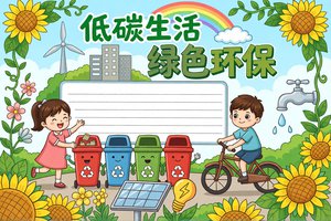 小学生低碳生活绿色环保小报手抄报模板，简单又漂亮，环保主题内容齐全，适合日...