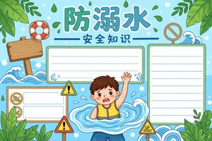 防溺水小报简单又漂亮！三年级安全手抄报模板，预防溺水知识内容