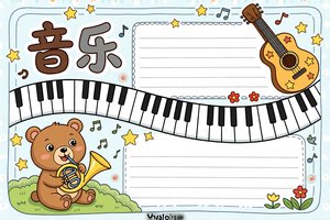 三年级小学生音乐小报模板，简单又漂亮，手抄报素材
