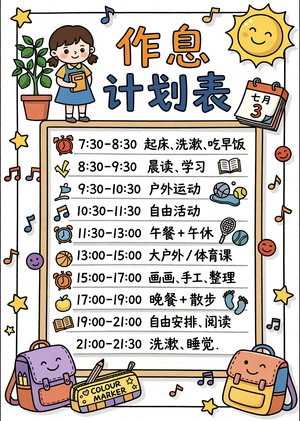 暑期作息时间表小报手抄报简单又漂亮暑假计划表模板