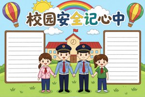 小学生校园安全小报手抄报模板 简单又漂亮 含内容 安全记心中