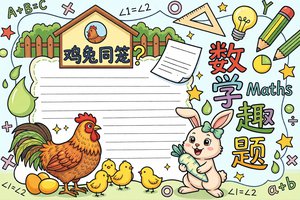 鸡兔同笼小报手抄报简单又漂亮数学趣题模板小学生数学手抄报