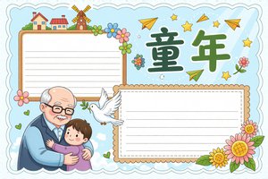 童年读书小报简单又漂亮 | 高尔基童年主题手抄报模板，适合小学生