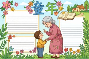 童年手抄报简单又漂亮_儿童读书小报模板_六年级一等奖_卡通风格可打印