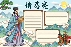 诸葛亮小报/三国演义手抄报简单又漂亮，小学生读书小报模板