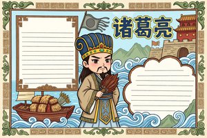 诸葛亮小报手抄报简单又漂亮三国演义人物介绍小学生制作模板