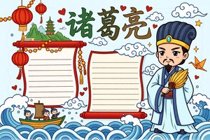 诸葛亮手抄报简单又漂亮|三国演义主题小报模板|小学生读书小报素材