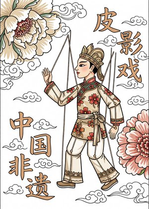 皮影戏小报手抄报简单又漂亮：中国非遗传统文化小学生简单漂亮模板