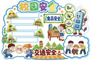 校园安全小报手抄报简单又漂亮，小学生校园安全简单又漂亮小报模板