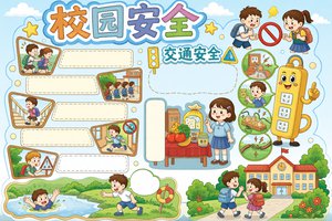 校园安全小报手抄报简单又漂亮小学生交通安全防溺水知识简单又漂亮模板