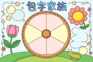包字家族小报手抄报简单又漂亮 小学语文识字小报一年级二年级模板