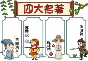 四大名著手抄报简单又漂亮！红楼梦西游记水浒传三国演义读书小报模板