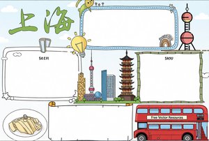 上海旅游小报模板，简单又漂亮，初一地理手抄报素材