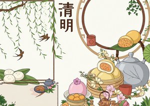 清明节小报手抄报简单又漂亮，卡通风模板！适合学生快速制作，绿色背景清新雅致...
