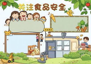 食品安全小报手抄报简单又漂亮 卡通主题 关注食品安全知识