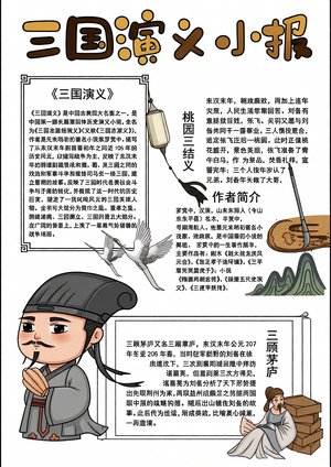 三国演义读书小报简单又漂亮！三国手抄报模板，适合小学生阅读分享