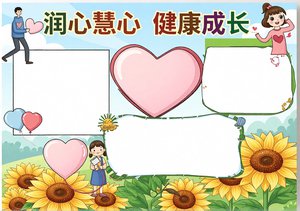 心理健康小报手抄报简单又漂亮，润心慧心健康成长模板，小学生心理健康内容素材参考