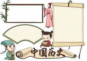 蓝色古风中国历史小报手抄报简单又漂亮，适合初中生历史小报模板