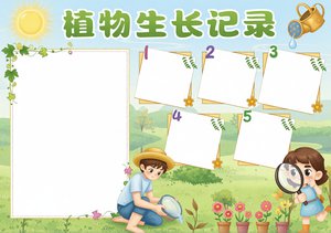 植物生长记录小报手抄报简单又漂亮，科学观察日记模板，适合三年级四年级学生