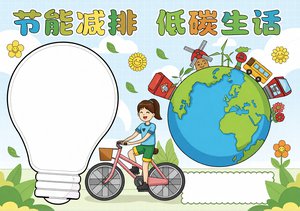 节能减排小报模板简单又漂亮，低碳生活主题手抄报简单又漂亮