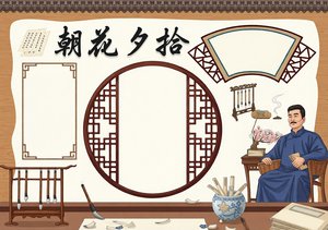 朝花夕拾小报古风手抄报简单又漂亮 鲁迅名著读书笔记 初中七年级阅读小报模板