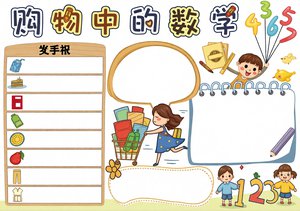 购物中的数学小报手抄报：认识人民币与简单计算，简单又漂亮适合小学生