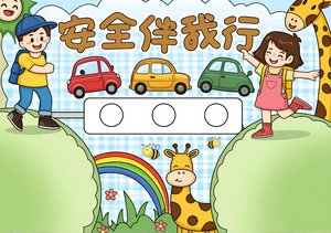 安全伴我行手抄报简单又漂亮，小学生安全教育小报模板，交...