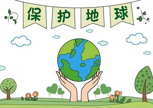 世界地球日保护环境手抄报小报 简单又漂亮 绿色卡通模板 适合学生抄写