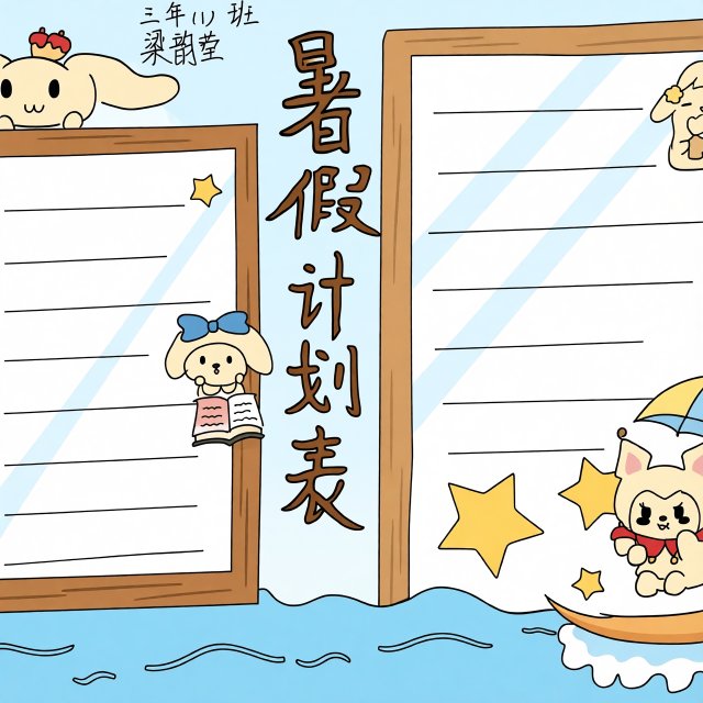 暑假计划手抄报简单又漂亮，三年级暑假计划表模板，自律一夏学生手抄报