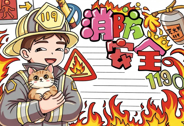 消防安全小报简单又漂亮，中小学生安全教育手抄报模板，119知识手抄报
