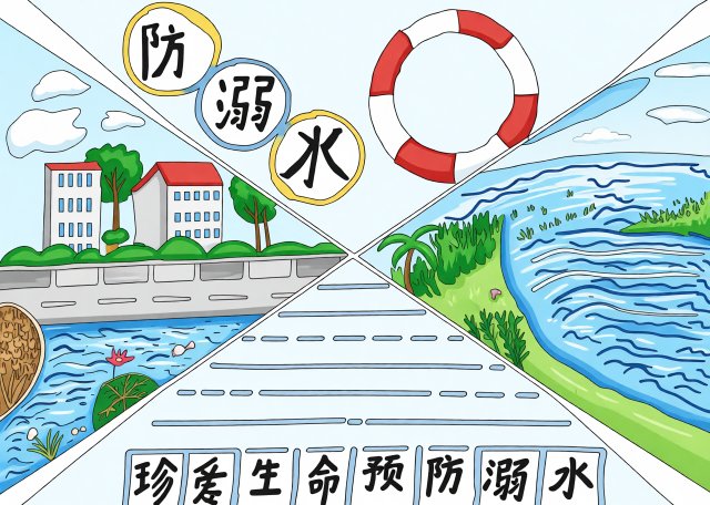 防溺水手抄报简单又漂亮 暑期防溺水安全知识小报模板 珍爱生命预防溺水
