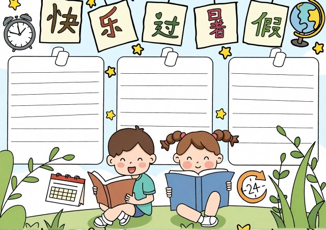 快乐暑假手抄报模板简单又漂亮，开学前必备！快乐暑假生活小报内容推荐