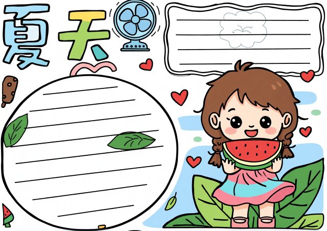 快乐暑假小报模板：简单又漂亮的夏天手抄报，适合小学生制作，轻松完成作业！
