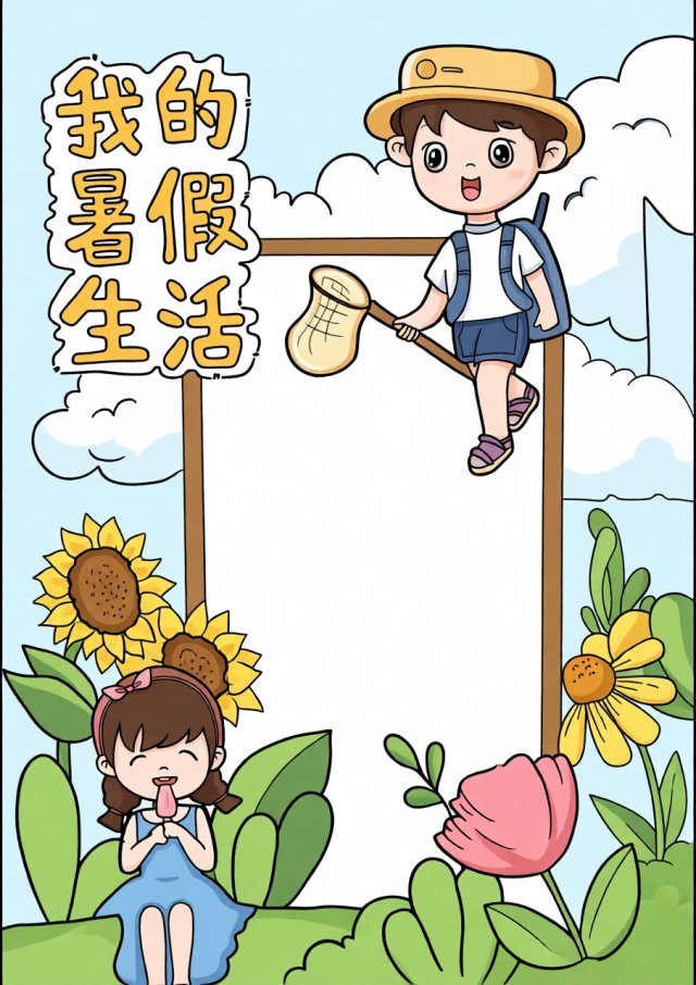 八年级暑假生活小报简单又漂亮模板 我的暑假生活手抄报图片