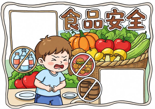 食品安全小报简单又漂亮模板，中小学生手抄报内容素材，预防食物中毒安全宣传