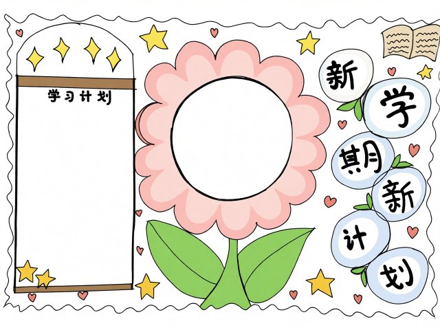 新学期新计划手抄报模板简单又漂亮开学季小报学生可打印