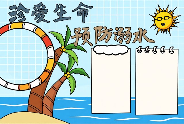 珍爱生命预防溺水手抄报简单又漂亮：暑假防溺水安全小报模板
