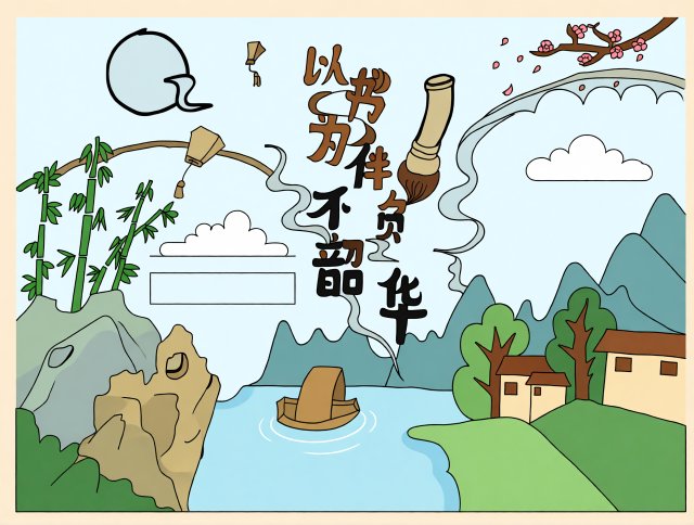 暑假阅读小报简单又漂亮，书香满园手抄报模板，以书为伴不负华年，学生可直接抄写