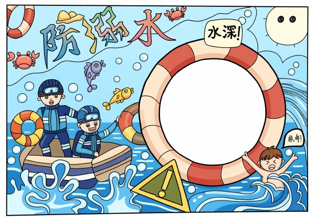 小学生暑假防溺水安全手抄报简单又漂亮，防溺水安全知识小报模板，适合儿童暑期...