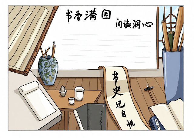 书香满园阅读润心暑假阅读小报简单又漂亮模板手抄报