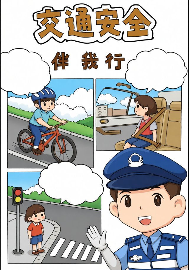 交通安全手抄报简单又漂亮，五年级交通安全小报模板，安全伴我行