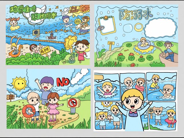珍爱生命预防溺水小报，防溺水手抄报简单又漂亮，适合小学生绘画