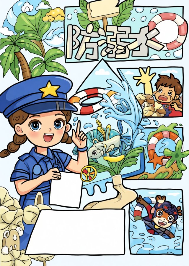 防溺水安全小报简单又漂亮 2024暑假安全手抄报模板 学生防溺水知识宣传