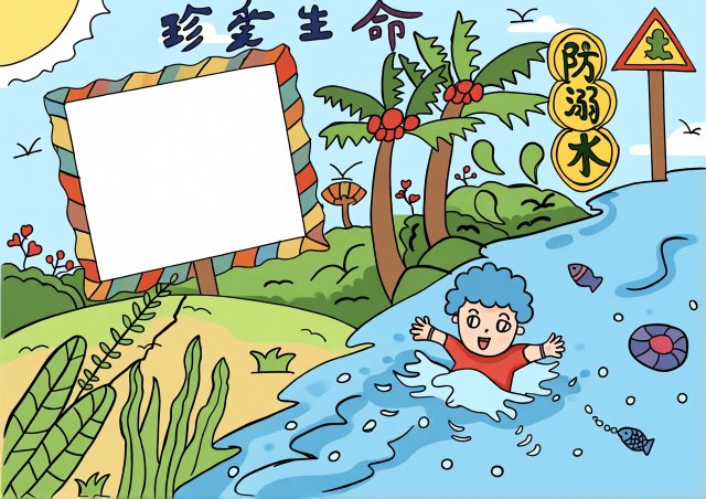 2024暑期防溺水小报简单又漂亮，防溺水手抄报模板图片下载，适合一二三年级...