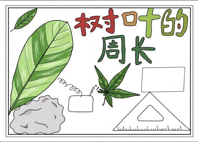 树叶的周长手抄报 三年级数学暑假作业 简单又漂亮 数学手抄报模板